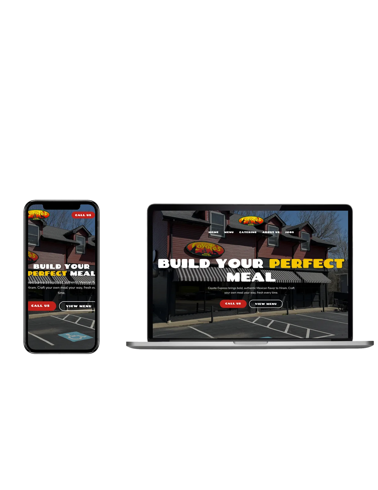 Restaurant website design for Coyote Express — Hiram, Ohio